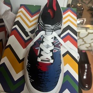 Missoni Men's Black and Blue Knit Sneakers